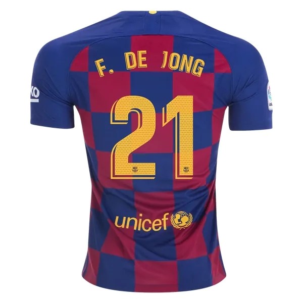 Camiseta Barcelona NO.21 De Jong 1ª Kit 2019 2020 Azul Rojo
